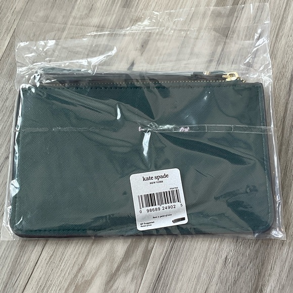Kate Spade Forest Green Clutch with Gold Detail NWT - Picture 6 of 6